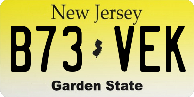 NJ license plate B73VEK