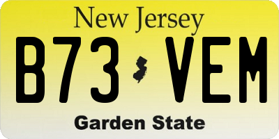 NJ license plate B73VEM