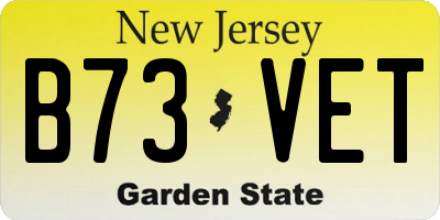 NJ license plate B73VET