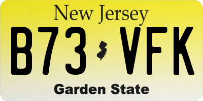 NJ license plate B73VFK