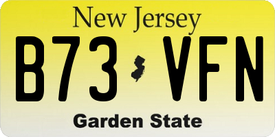 NJ license plate B73VFN