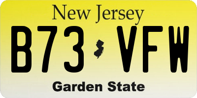 NJ license plate B73VFW