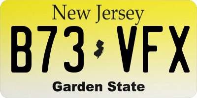NJ license plate B73VFX