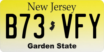 NJ license plate B73VFY