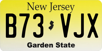 NJ license plate B73VJX