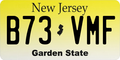 NJ license plate B73VMF