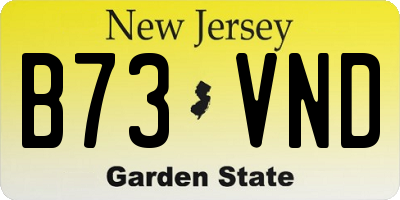 NJ license plate B73VND