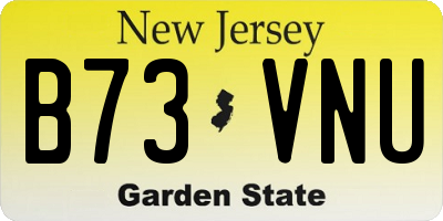 NJ license plate B73VNU