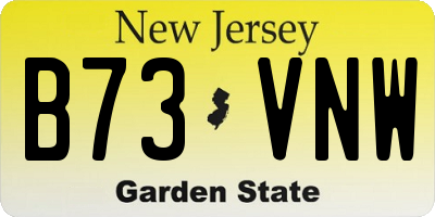 NJ license plate B73VNW