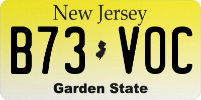 NJ license plate B73VOC