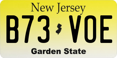 NJ license plate B73VOE