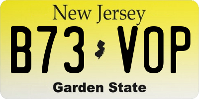 NJ license plate B73VOP
