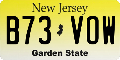 NJ license plate B73VOW