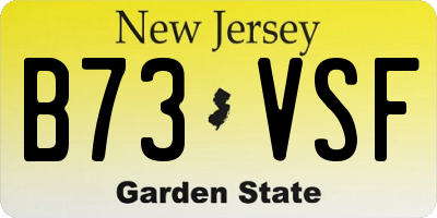 NJ license plate B73VSF