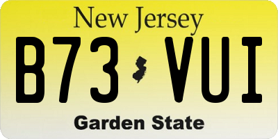 NJ license plate B73VUI