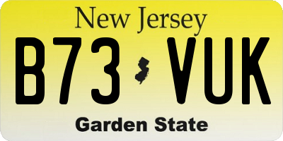 NJ license plate B73VUK