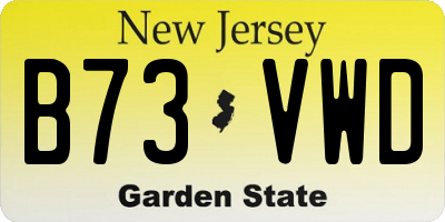 NJ license plate B73VWD