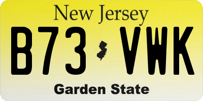 NJ license plate B73VWK