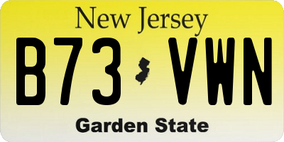 NJ license plate B73VWN