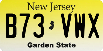 NJ license plate B73VWX