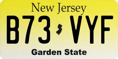 NJ license plate B73VYF