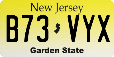 NJ license plate B73VYX