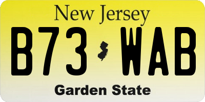 NJ license plate B73WAB