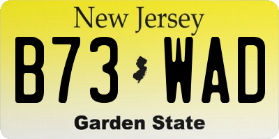 NJ license plate B73WAD