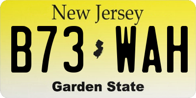 NJ license plate B73WAH