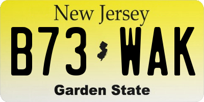NJ license plate B73WAK