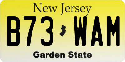 NJ license plate B73WAM