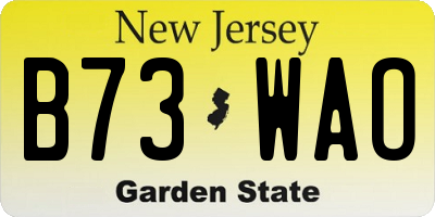 NJ license plate B73WAO