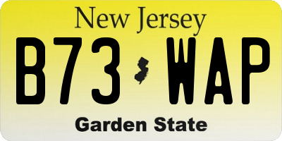 NJ license plate B73WAP