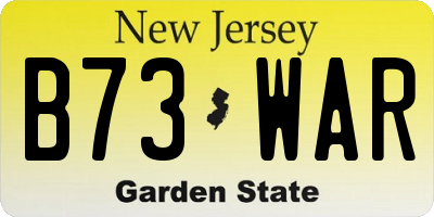 NJ license plate B73WAR