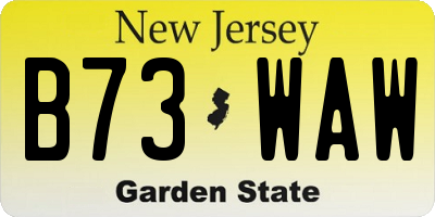 NJ license plate B73WAW