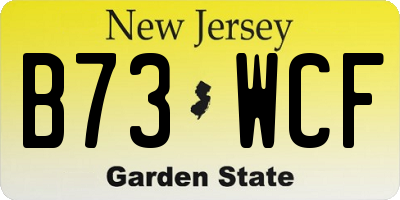 NJ license plate B73WCF