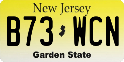 NJ license plate B73WCN