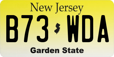 NJ license plate B73WDA