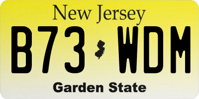 NJ license plate B73WDM