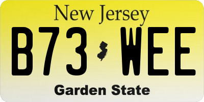 NJ license plate B73WEE