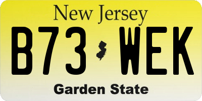 NJ license plate B73WEK