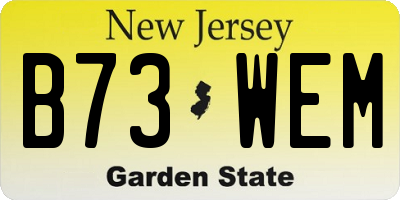 NJ license plate B73WEM
