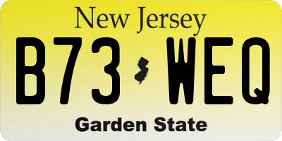 NJ license plate B73WEQ