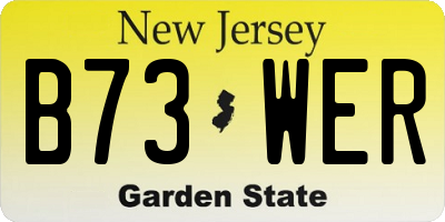 NJ license plate B73WER