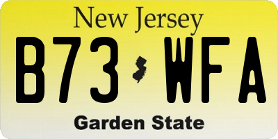 NJ license plate B73WFA