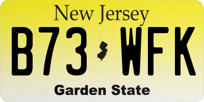 NJ license plate B73WFK