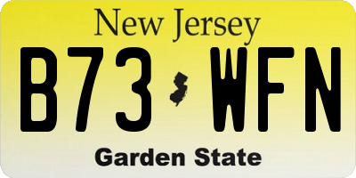 NJ license plate B73WFN