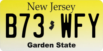 NJ license plate B73WFY