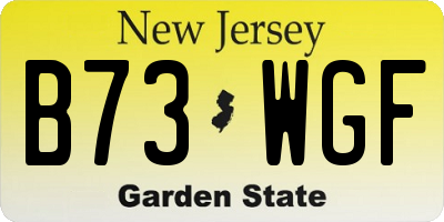 NJ license plate B73WGF