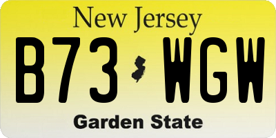 NJ license plate B73WGW